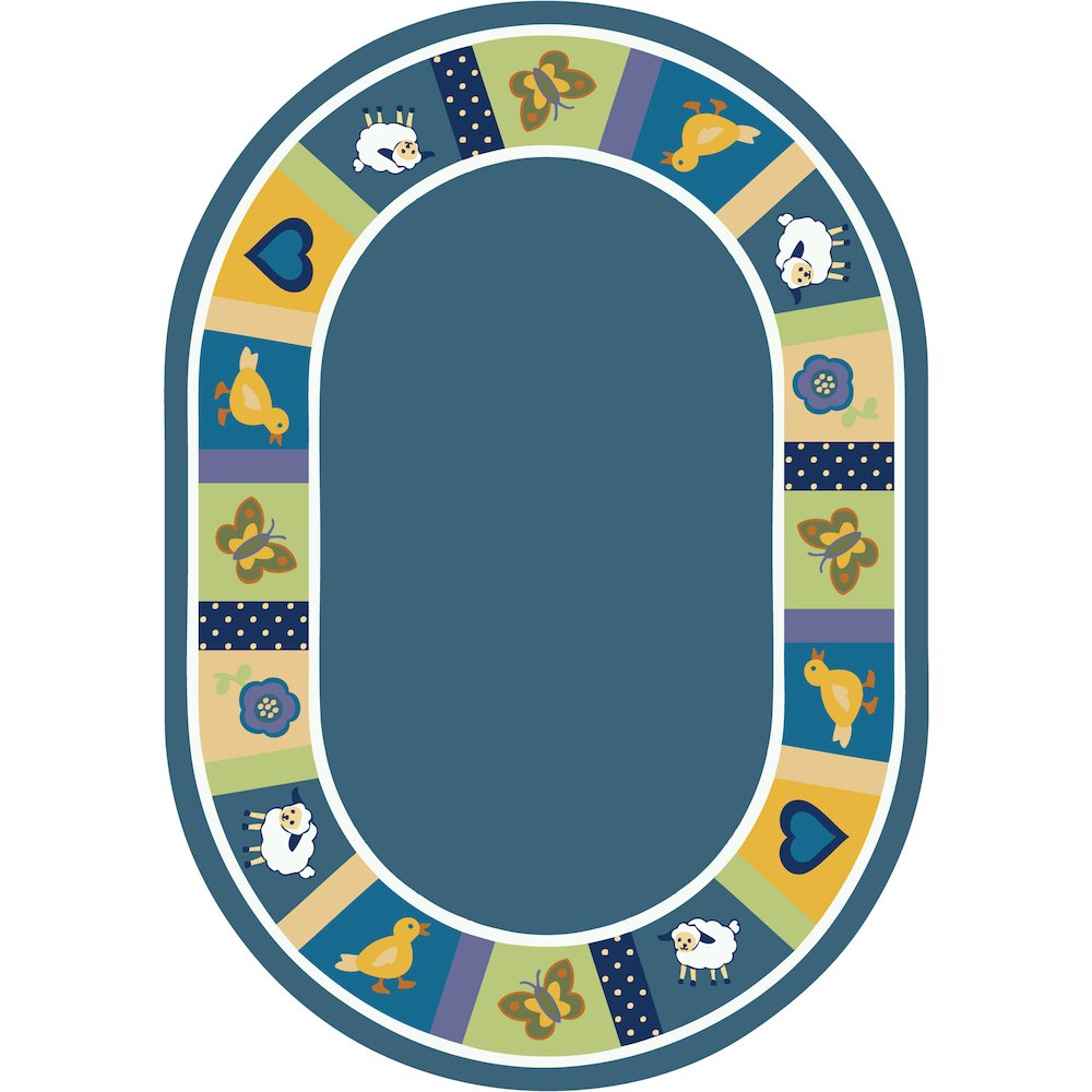 Kid Essentials Baby Blues 3'10" x 5'4" Oval Area Rug in Color Bold