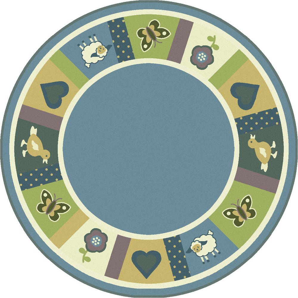 Kid Essentials Baby Blues 7'7" Round Area Rug in Color Soft