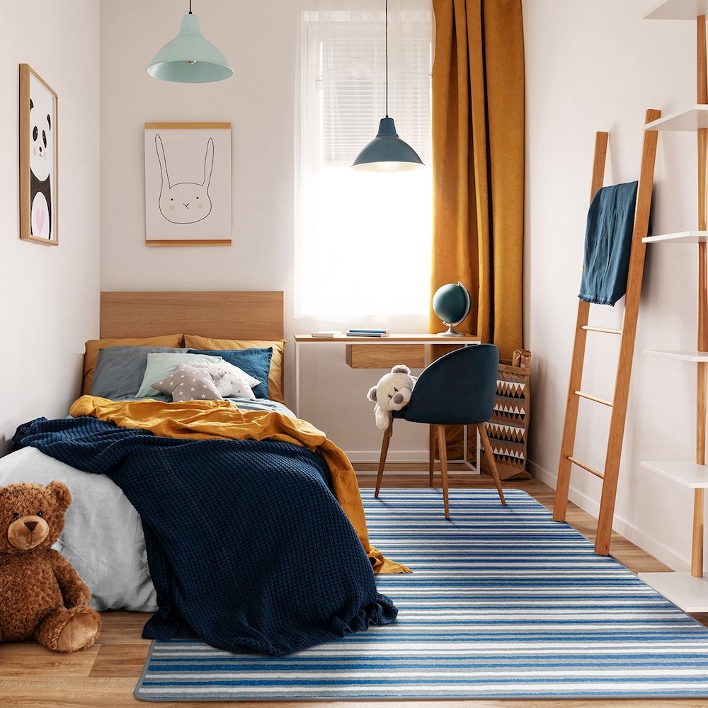 Claremont Kids Between the Lines 3'10" x 5'4" Area Rug in Color Blue Skies