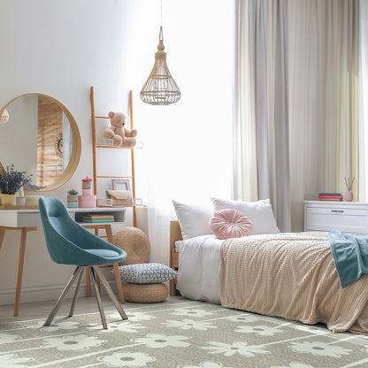 Claremont Kids Big Blooms 3'10" x 5'4" Area Rug in Color Linen