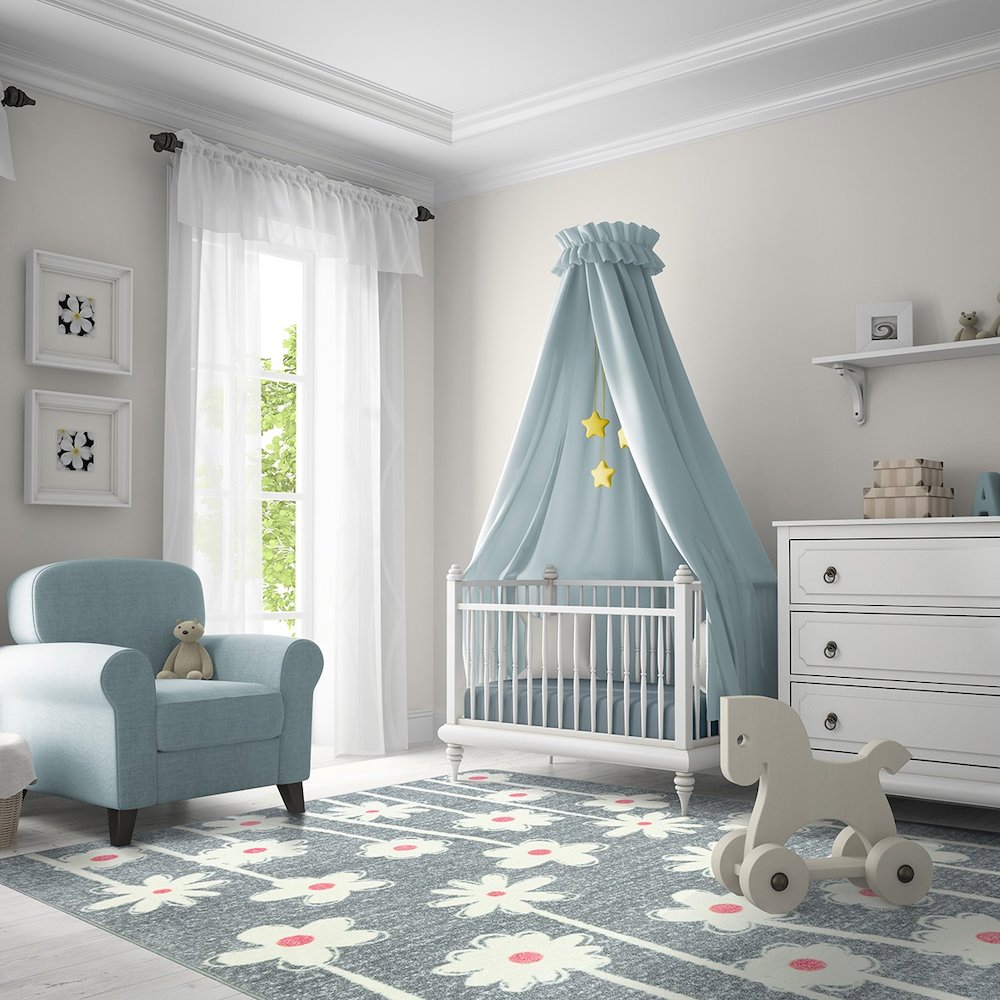 Claremont Kids Big Blooms 3'10" x 5'4" Area Rug in Color Cloudy