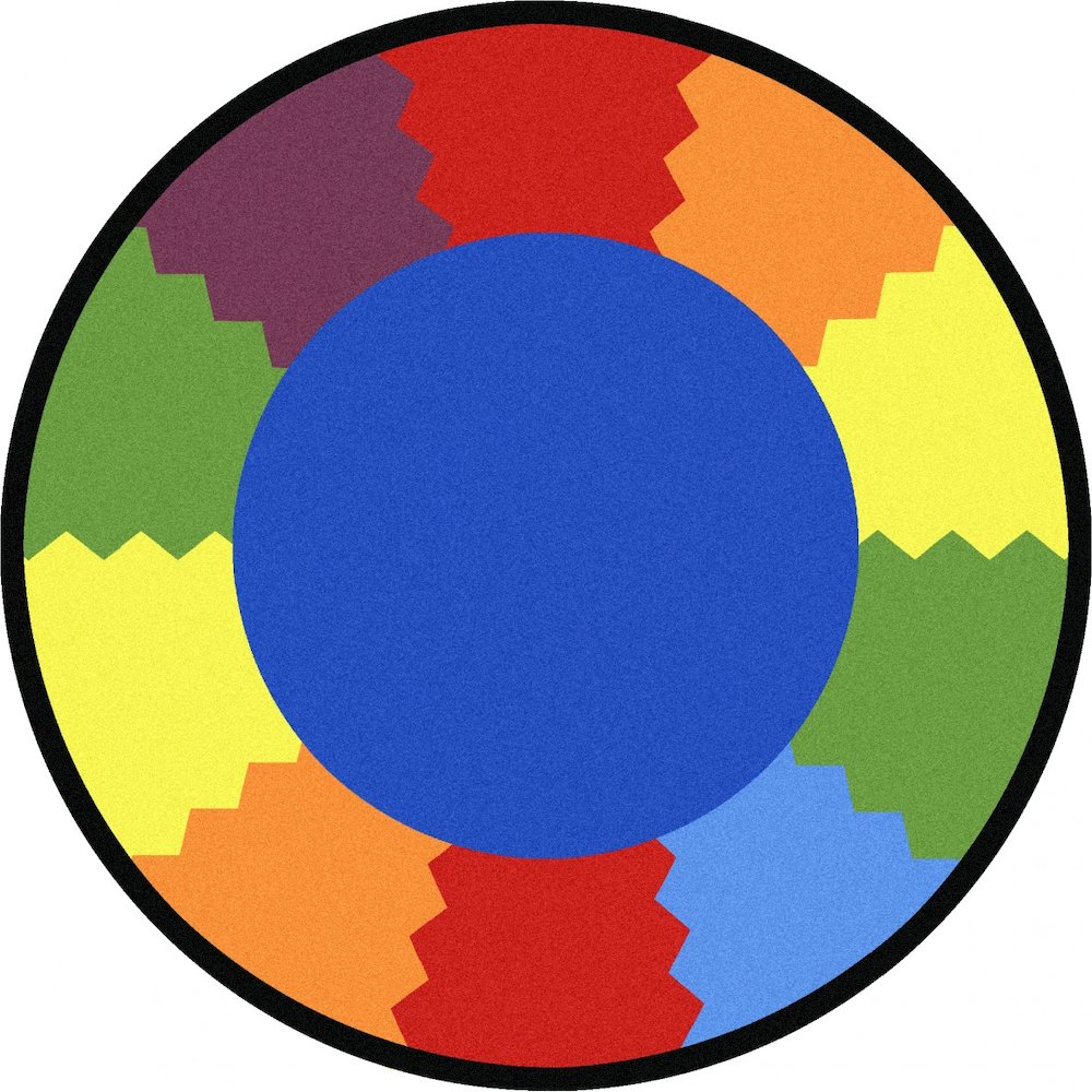 Kid Essentials Block Party 7'7" Round Area Rug in Color Multi