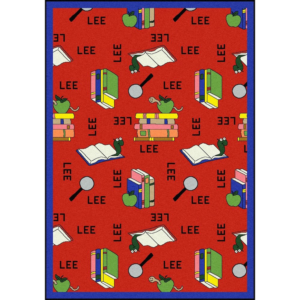 Kid Essentials Bookworm (Spanish) 3'10" x 5'4" Area Rug in Color Red