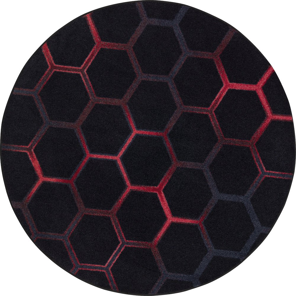 Kid Essentials Breakout 5'4" Round Area Rug in Color Ruby