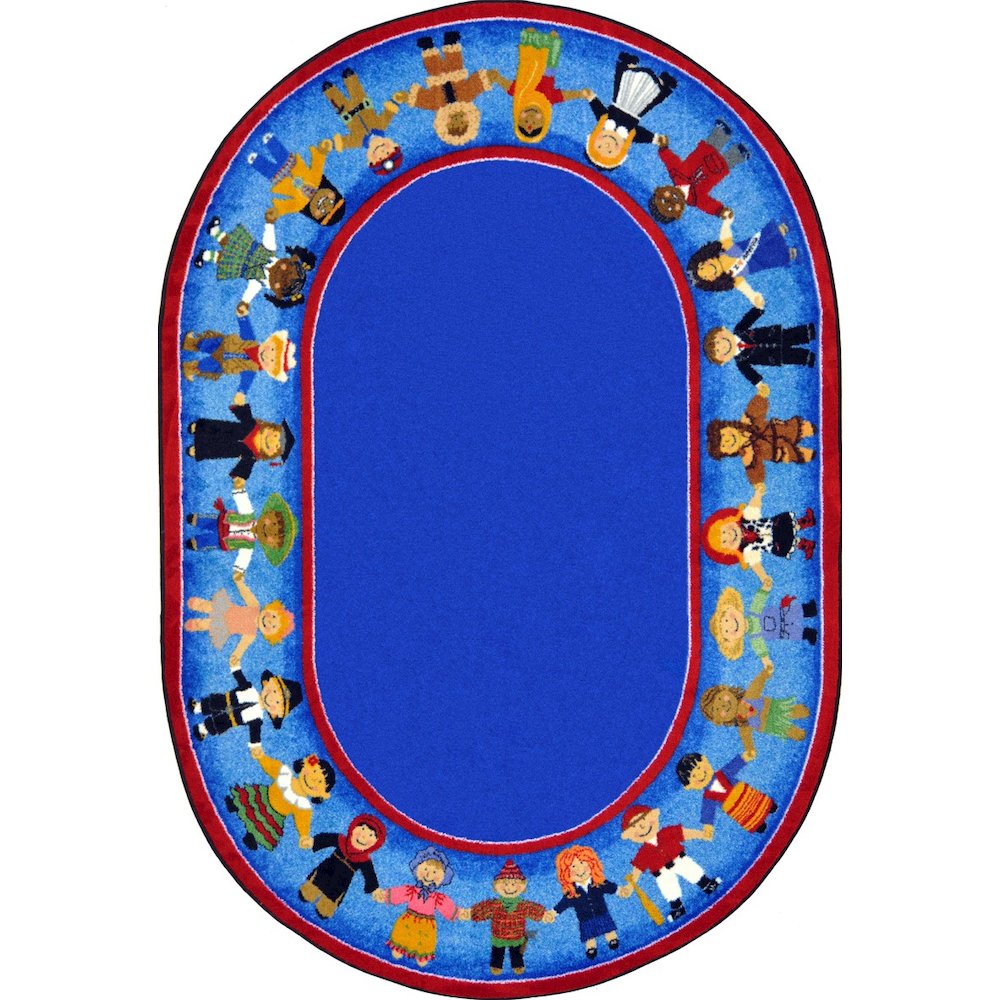 Children of Many Cultures 5'4" x 7'8" Oval Area Rug in Color Multi