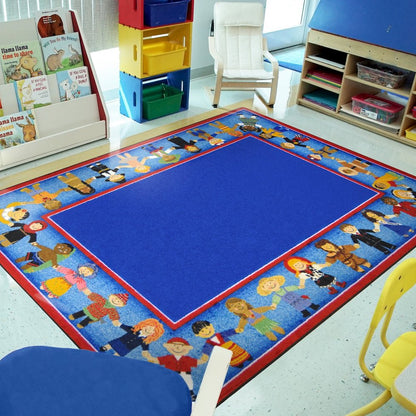 Kid Essentials Children of Many Cultures 5'4" x 7'8" Area Rug in Color Multi