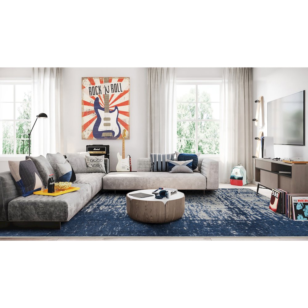 Kid Essentials Coastal Canvas 3'10" x 5'4" Area Rug in Color High Tide