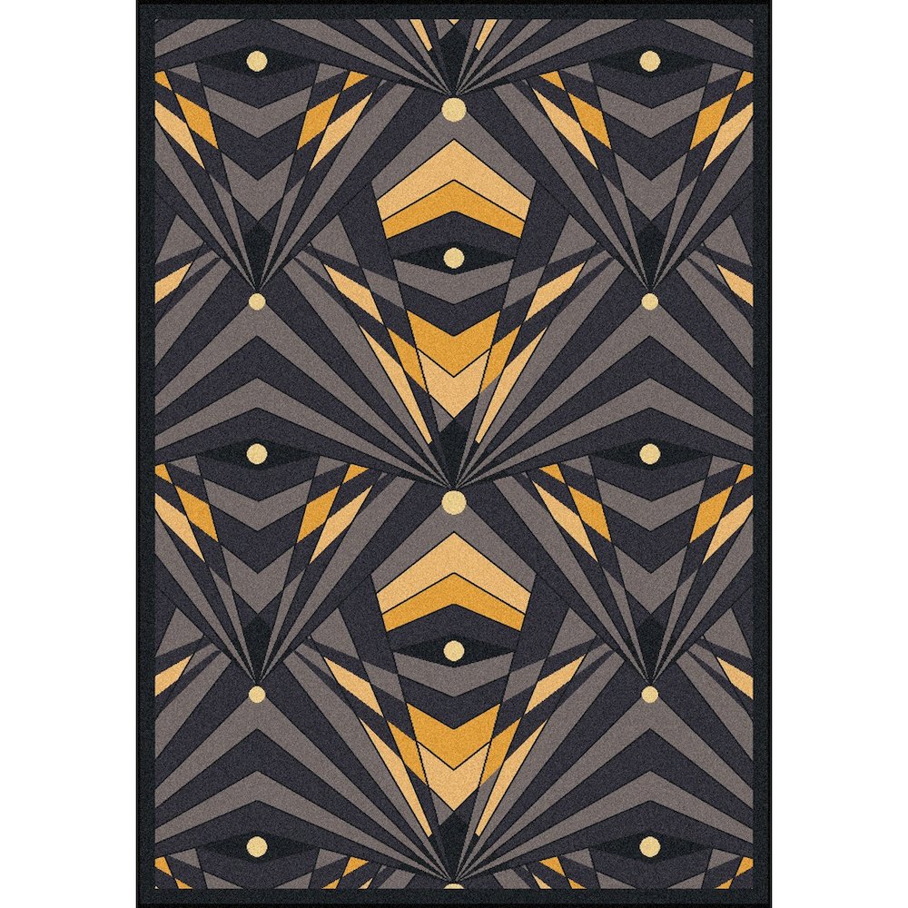 Any Day Matinee Deco Strobe 3'10" x 5'4" Area Rug in Color Charcoal
