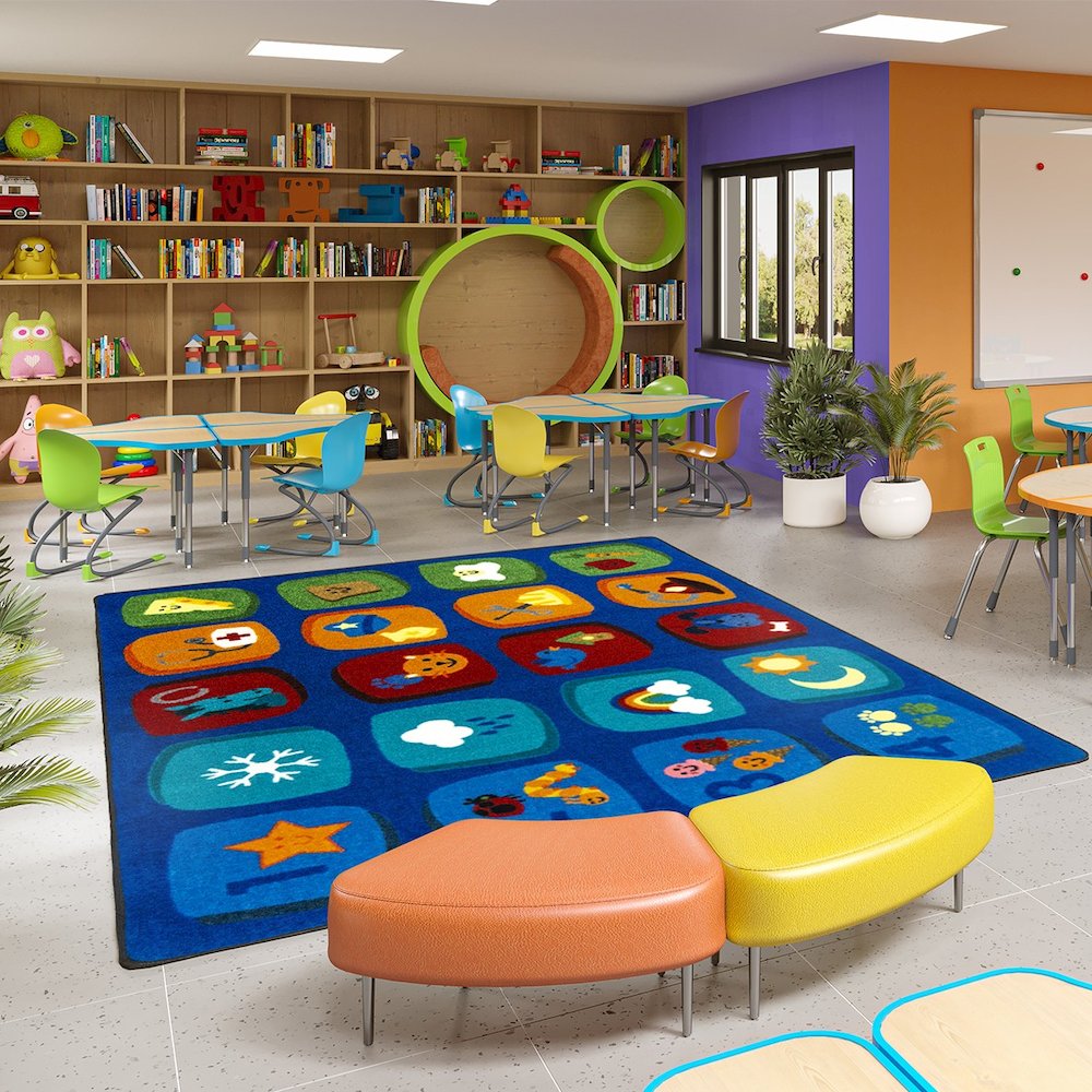 Kid Essentials Discovery Blocks 5'4" x 7'8" Area Rug in Color Multi
