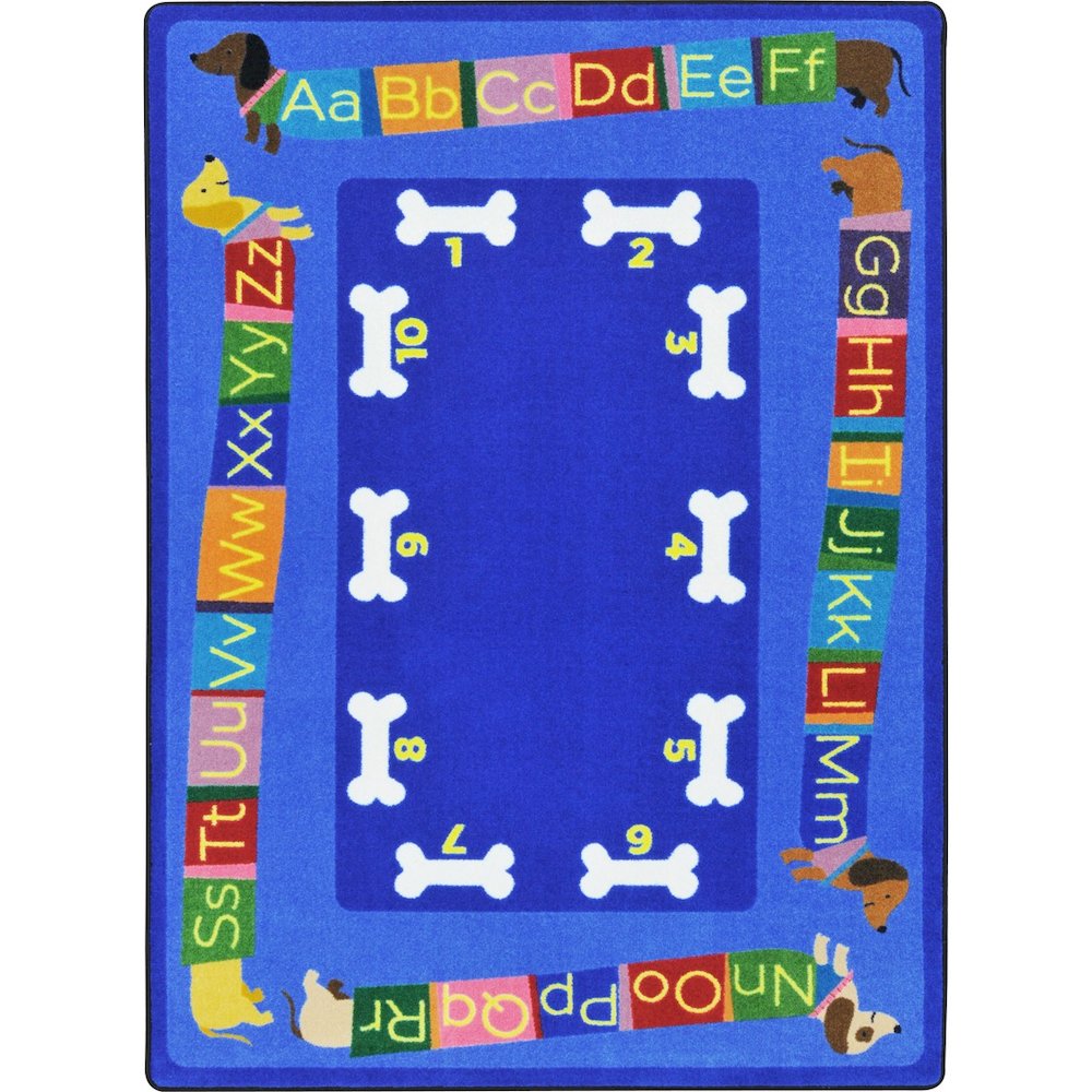Kid Essentials Doggone Good Alphabet 5'4" x 7'8" Area Rug in Color Multi