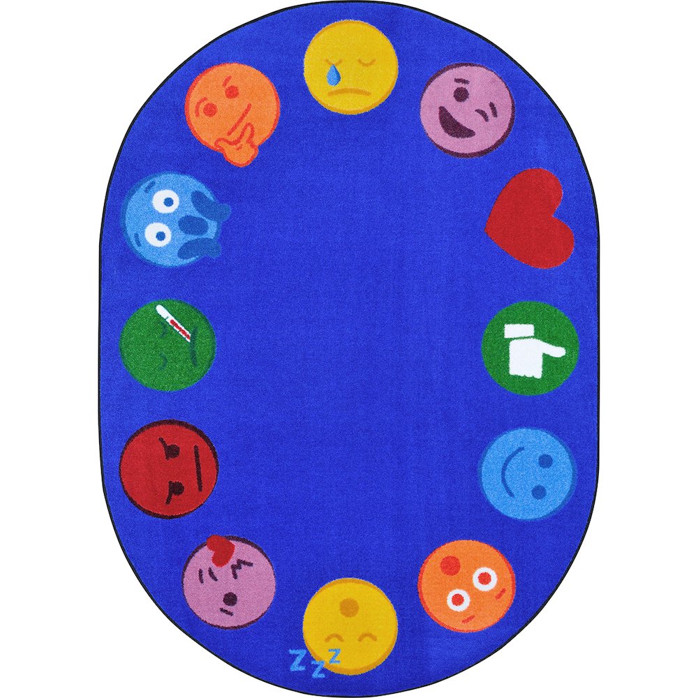 Kid Essentials Emoji Edge 10'9" x 13'2" Oval Area Rug in Color Multi