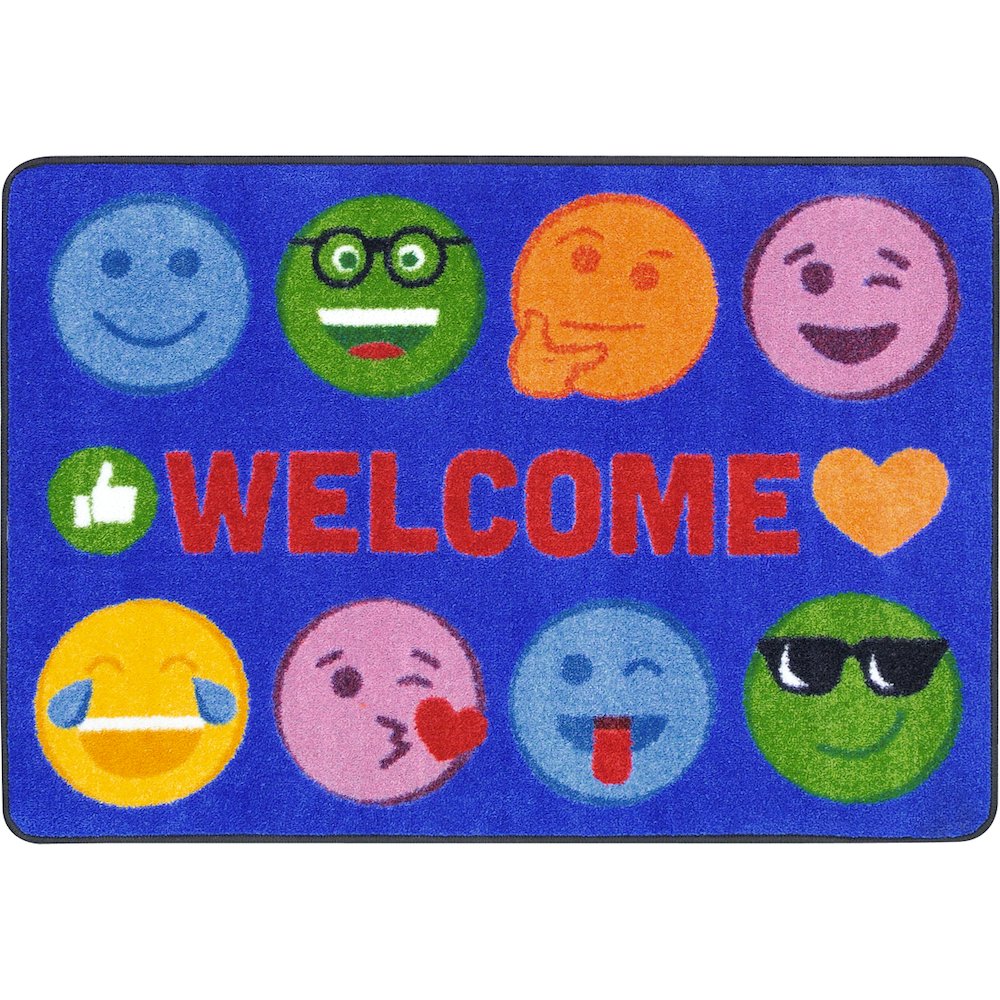 Kid Essentials Emoji Expressions 2'8" x 3'10" Area Rug in Color Multi