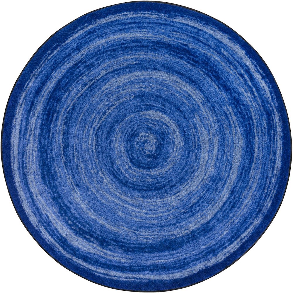 Kid Essentials Feeling Fun 7'7" Round Area Rug in Color Blue