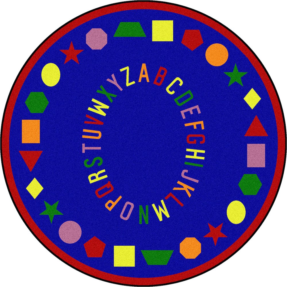 Kid Essentials First Lessons 7'7" Round Area Rug in Color Blue