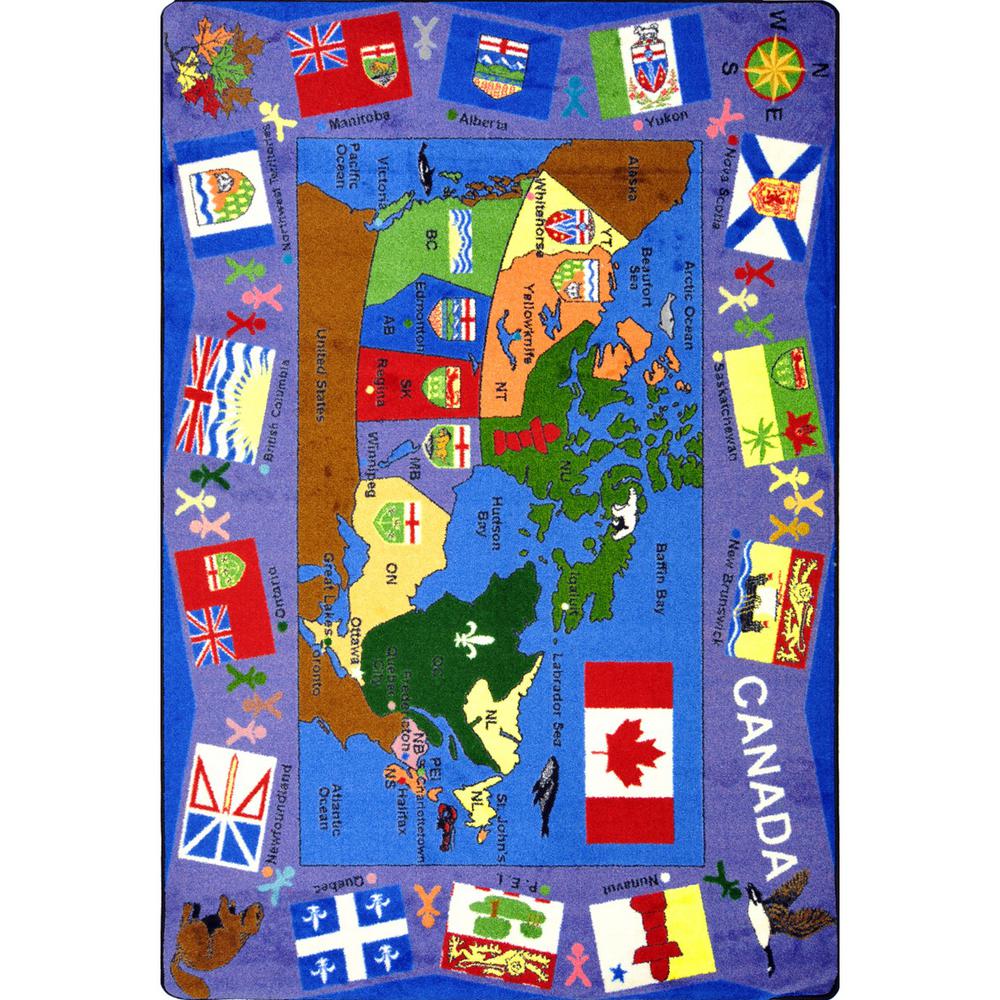 Kid Essentials Flags of Canada 5'4" x 7'8" Area Rug in Color Multi
