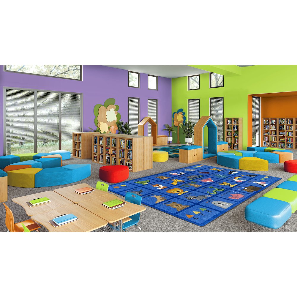 Friendly Phonics Animals 5'4" x 7'8" Area Rug in Color French