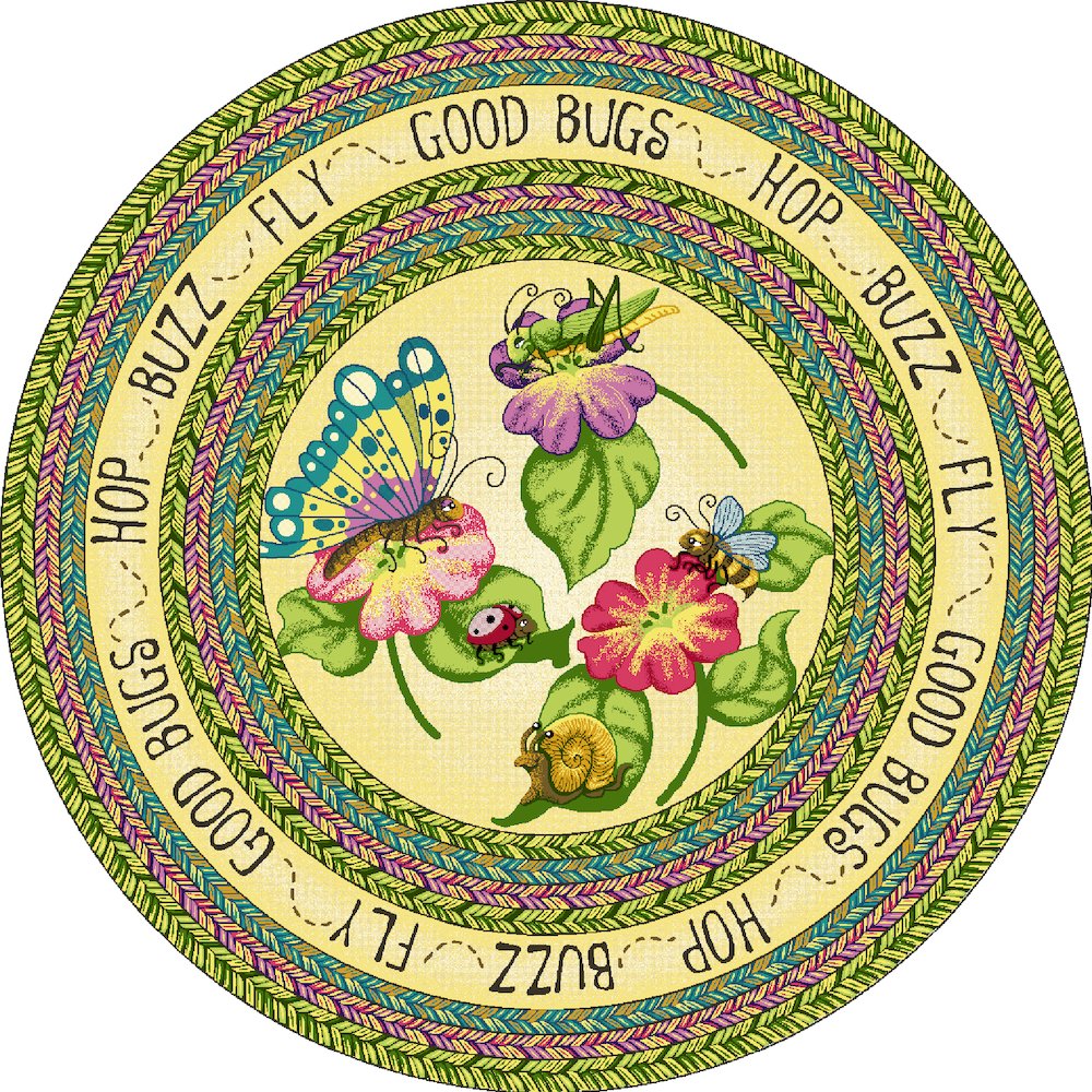 Kid Essentials Good Bugs 7'7" Round Area Rug in Color Multi