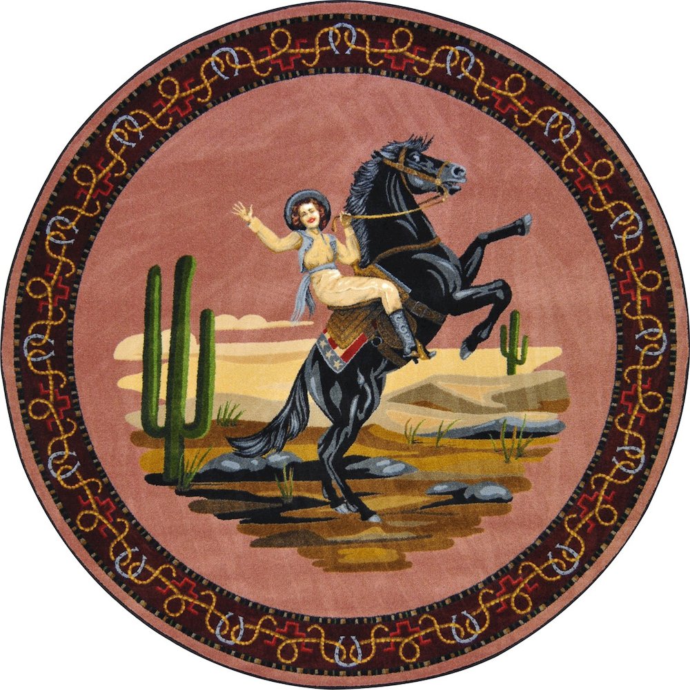 Cowboy Carpets Happy Trails 7'7" Round Area Rug in Color Multi
