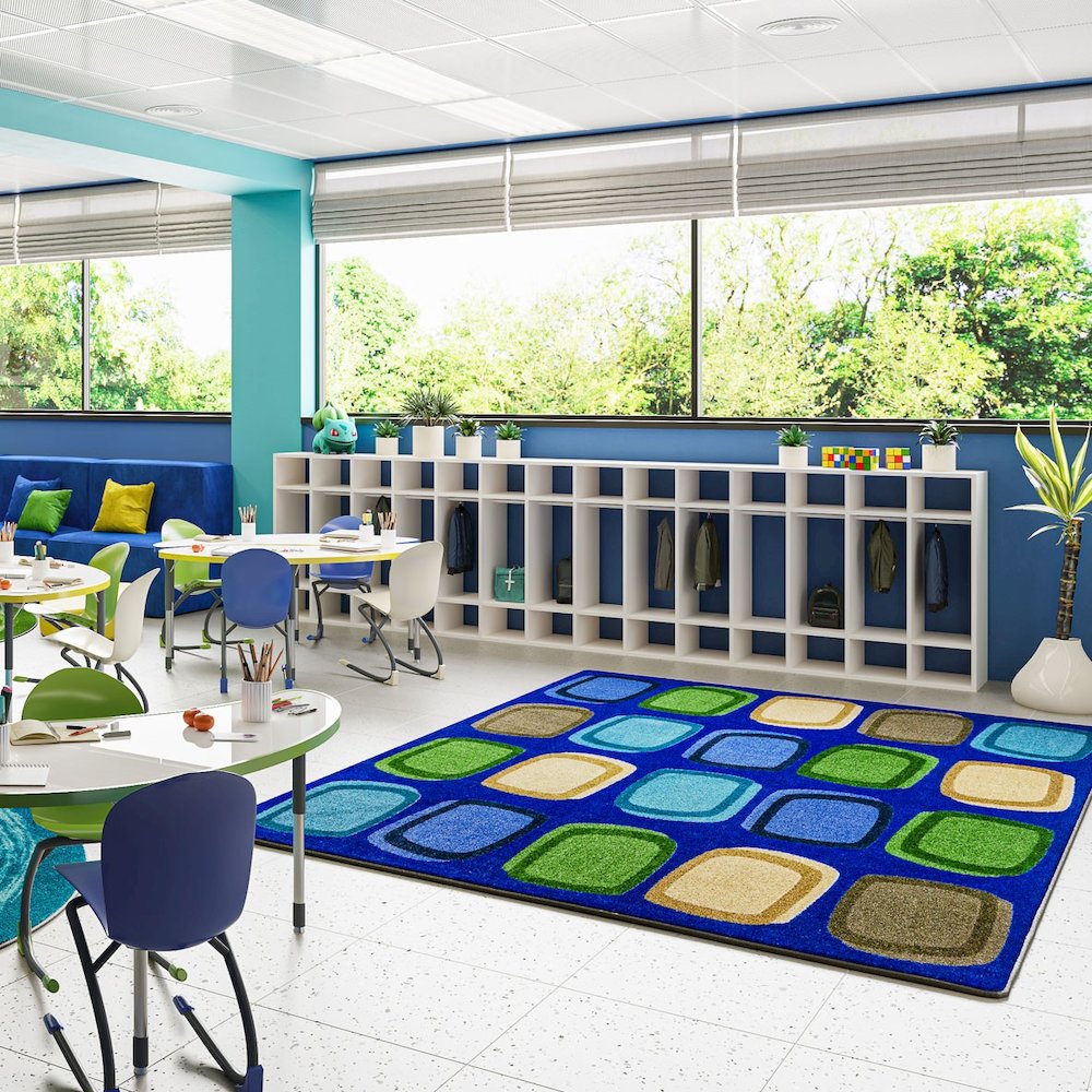 Kid Essentials Harmony Blocks 5'4" x 7'8" Area Rug in Color Multi