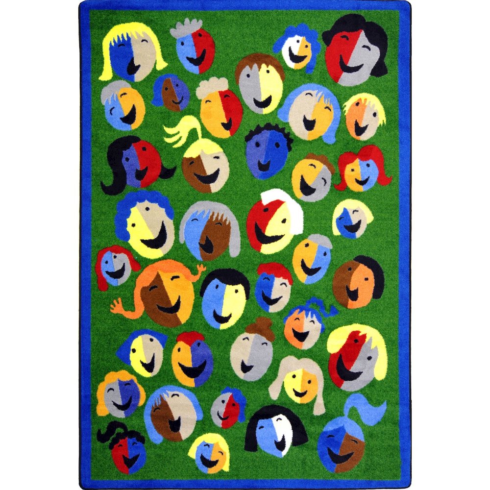Kid Essentials Joyful Faces 3'10" x 5'4" Area Rug in Color Green