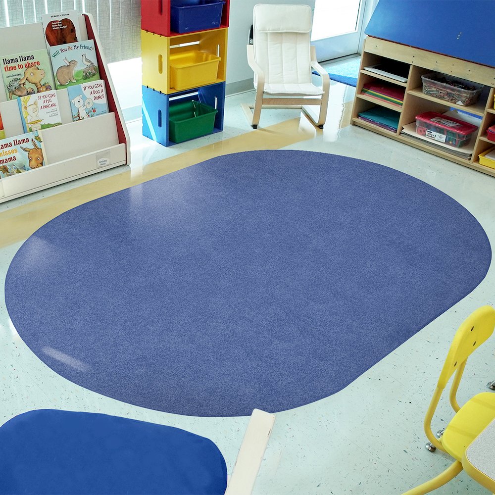 Kid Essentials Just Kidding 6' x 9' Oval Area Rug in Color Cobalt Blue