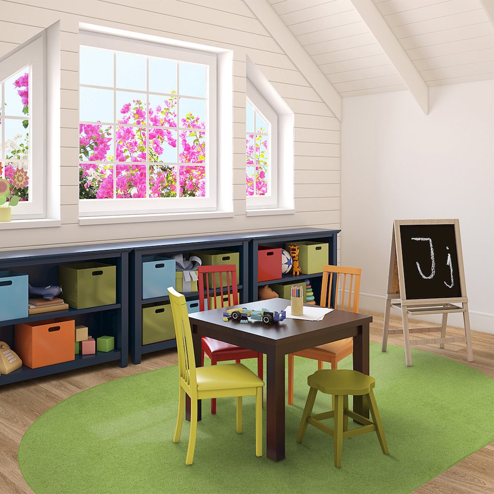 Kid Essentials Just Kidding 6' x 9' Oval Area Rug in Color Lime Green