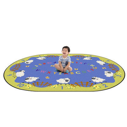 Kid Essentials Lamby Pie 5'4" x 7'8" Oval Area Rug in Color Multi