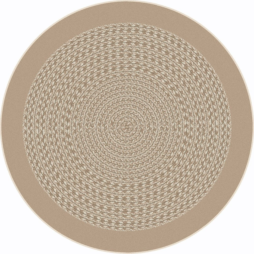 Kid Essentials Like Home 7'7" Round Area Rug in Color Beige