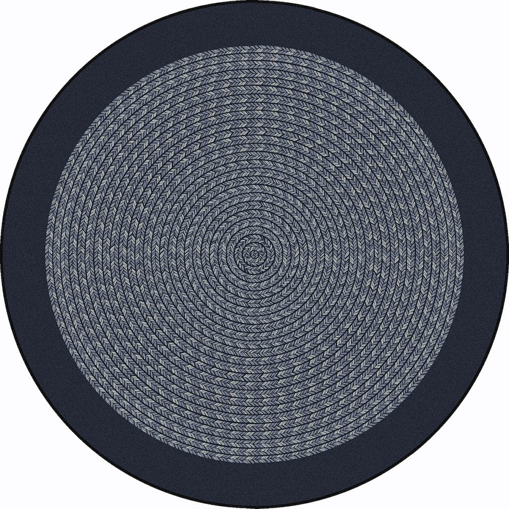 Kid Essentials Like Home 7'7" Round Area Rug in Color Navy