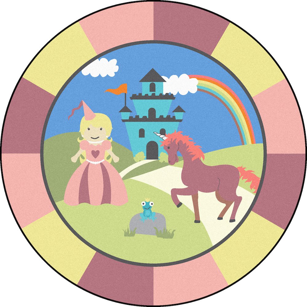 Kid Essentials Lil' Princess 7'7" Round Area Rug in Color Multi