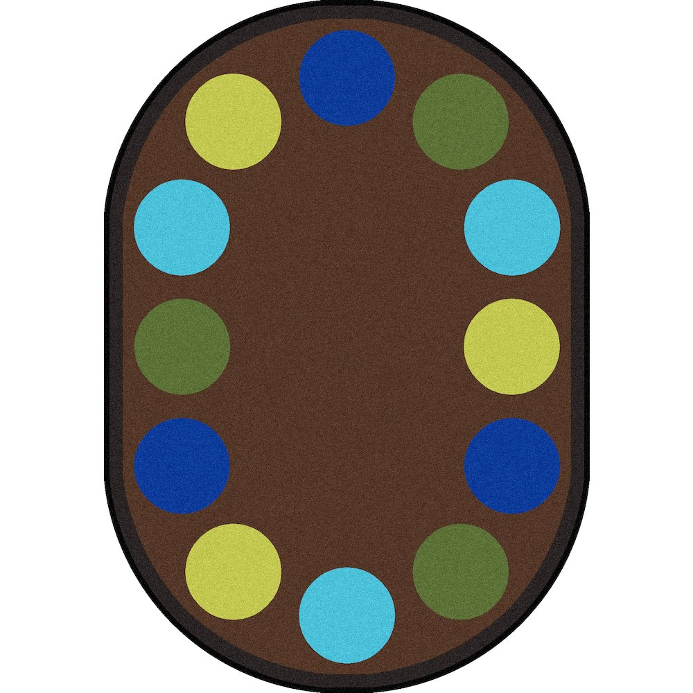 Kid Essentials Lots of Dots 5'4" x 7'8" Oval Area Rug in Color Earthtone
