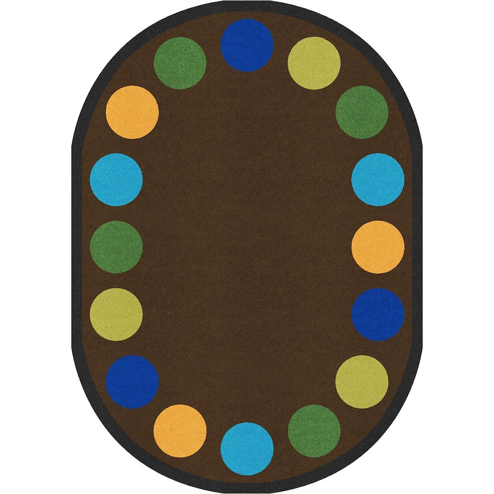 Kid Essentials Lots of Dots 7'8" x 10'9" Oval Area Rug in Color Earthtone