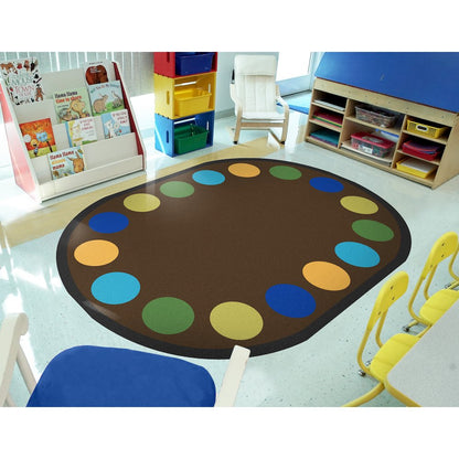 Kid Essentials Lots of Dots 5'4" x 7'8" Oval Area Rug in Color Earthtone