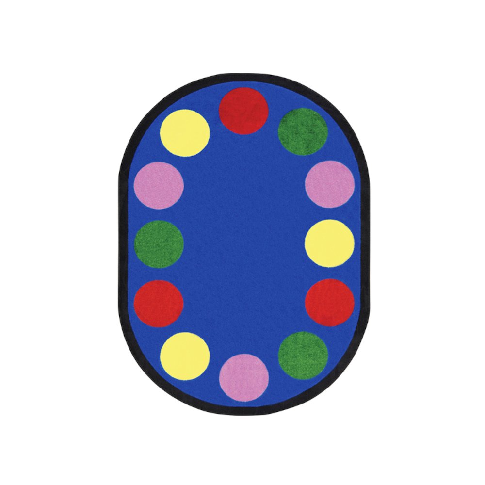 Kid Essentials Lots of Dots 5'4" x 7'8" Oval Area Rug in Color Multi