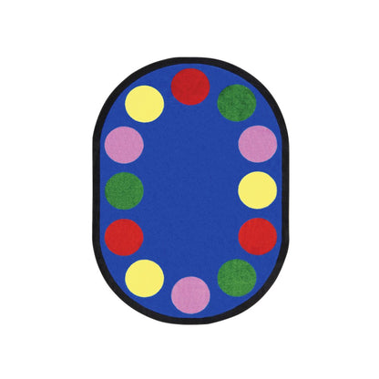 Kid Essentials Lots of Dots 5'4" x 7'8" Oval Area Rug in Color Multi