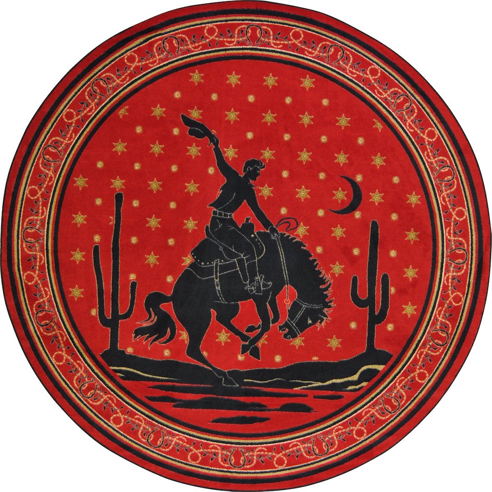 Cowboy Carpets Midnight Bronco 7'7" Round Area Rug in Color Multi