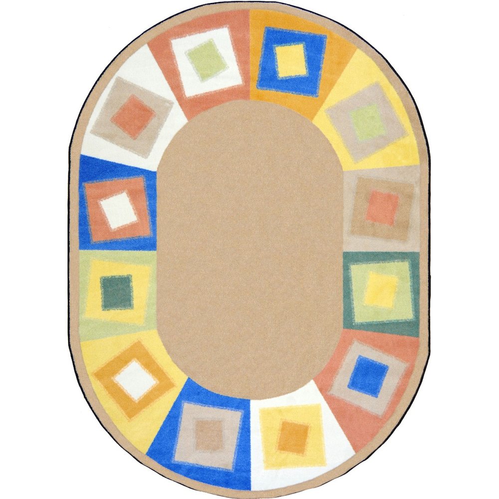 Kid Essentials Off Balance 5'4" x 7'8" Oval Area Rug in Color Softs