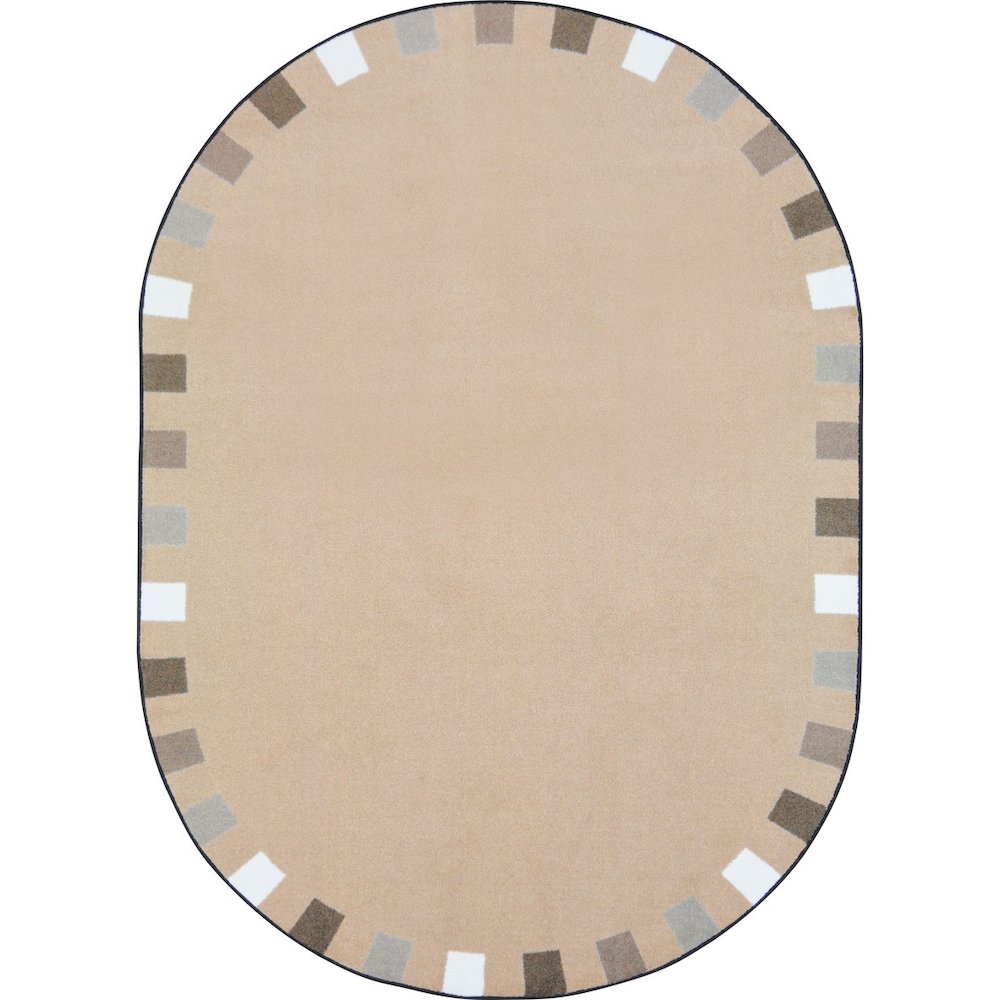 Kid Essentials On the Border 5'4" x 7'8" Oval Area Rug in Color Neutrals