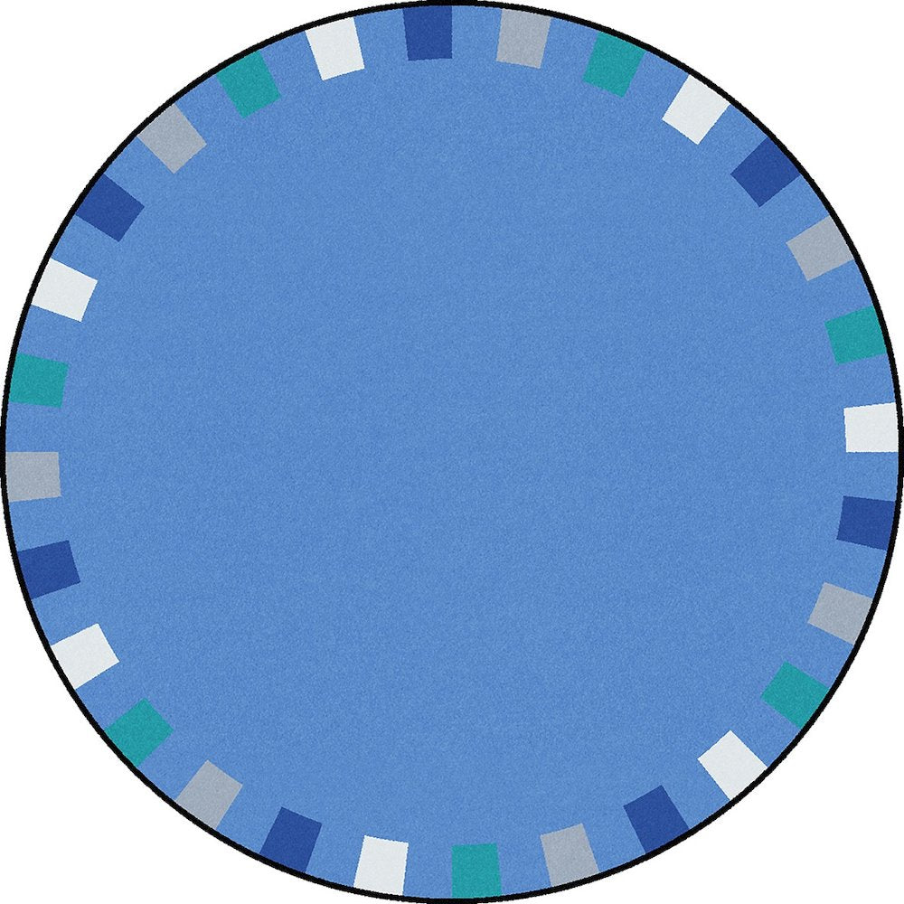 Kid Essentials On the Border 7'7" Round Area Rug in Color Softs