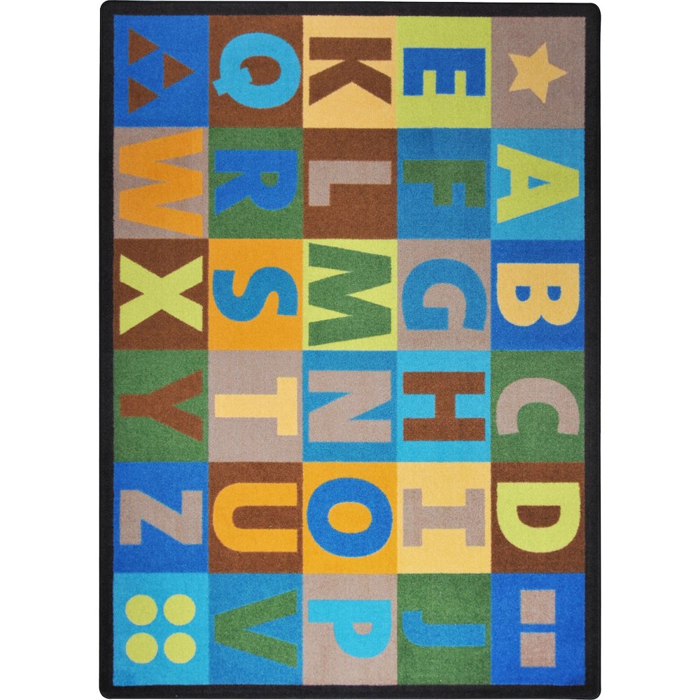 Kid Essentials Oversize Alphabet 5'4" x 7'8" Area Rug in Color Earthtone