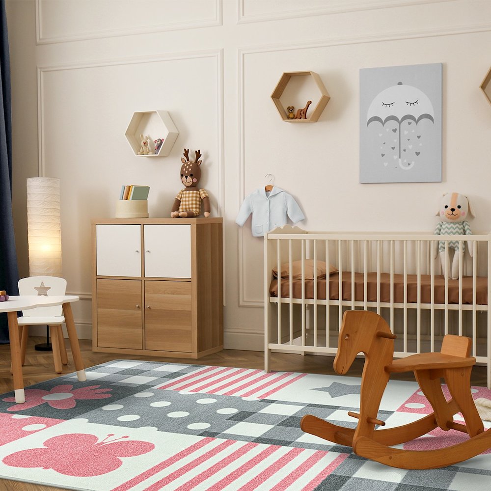 Claremont Kids Patchwork Girl 3'10" x 5'4" Area Rug in Color Blush
