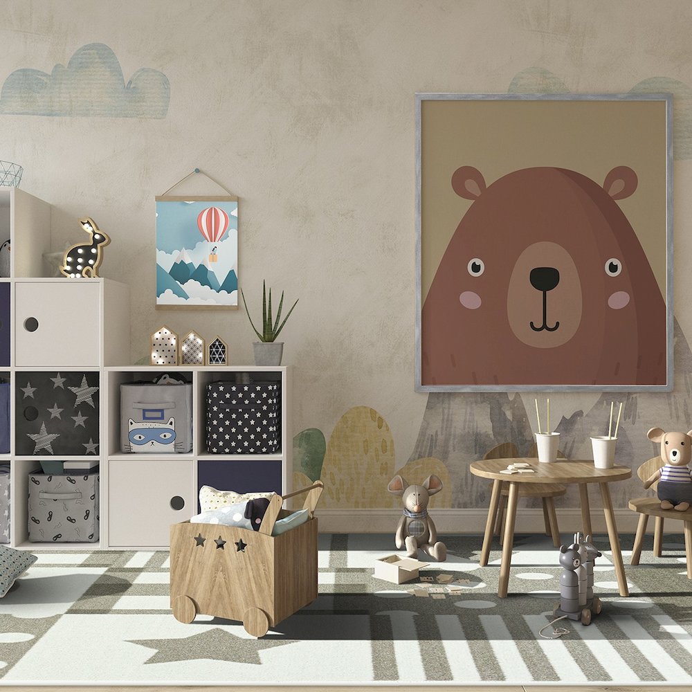 Claremont Kids Patchwork Boy 3'10" x 5'4" Area Rug in Color Linen