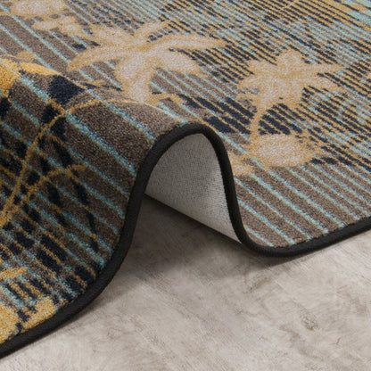 First Take Peaceful Garden 3'10" x 5'4" Area Rug in Color Lagoon