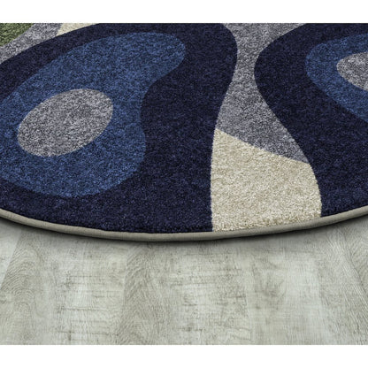 Peaceful Meadow 7'7" Round Area Rug in Color Multi