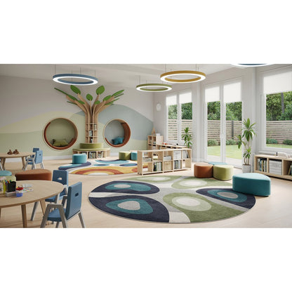 Peaceful Meadow 7'7" Round Area Rug in Color Multi