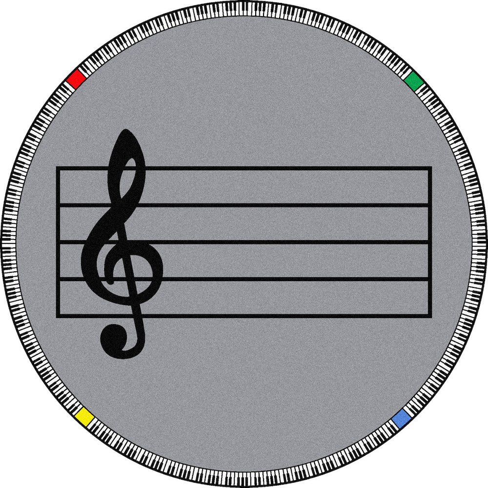 Kid Essentials Play Along 7'7" Round Area Rug in Color Gray