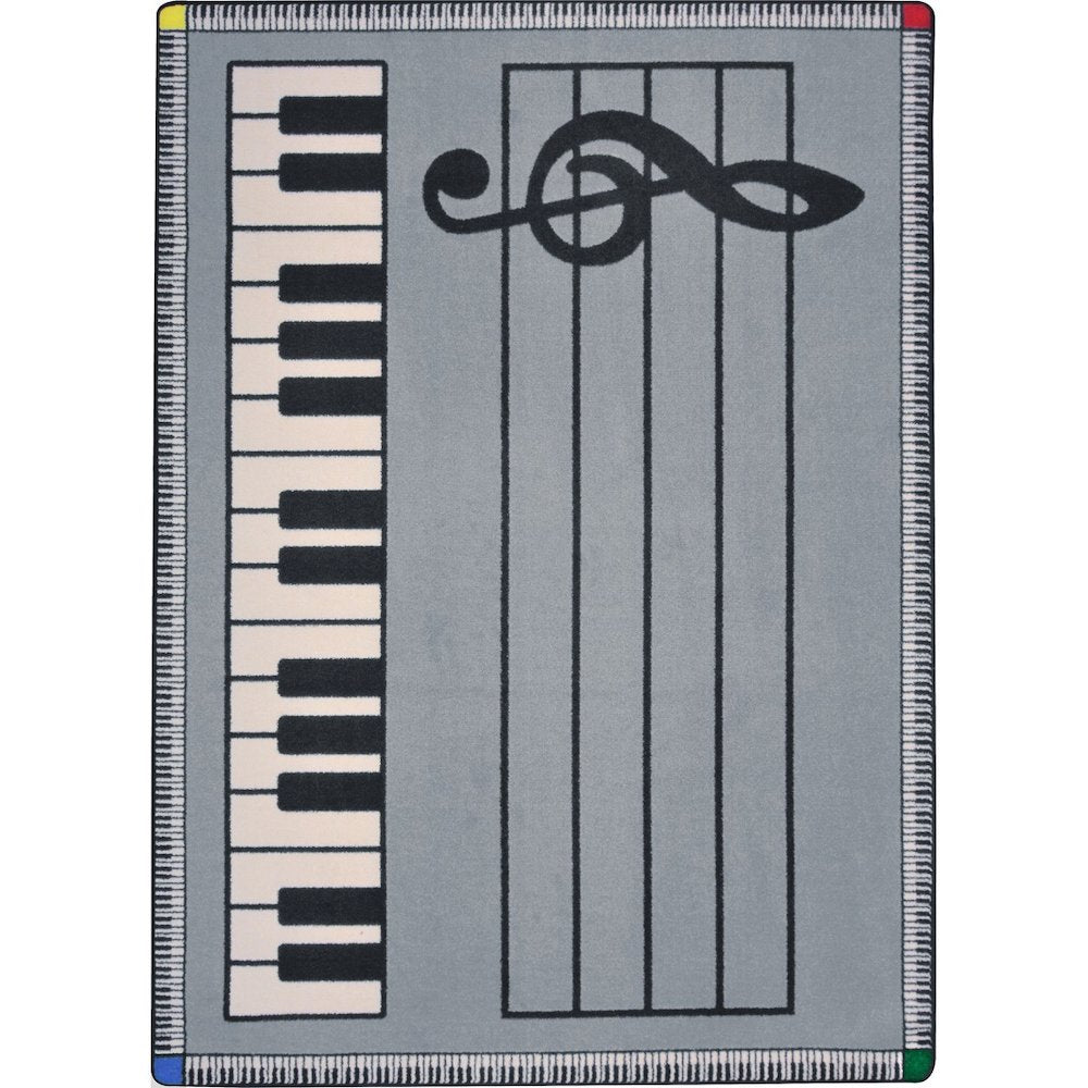 Kid Essentials Play Along 5'4" x 7'8" Area Rug in Color Gray w/ keys