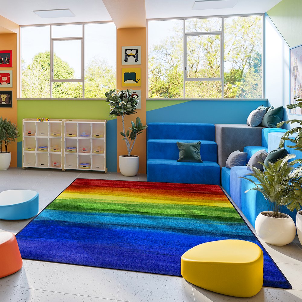 Kid Essentials Rainbow Magic 5'4" x 7'8" Area Rug in Color Rainbow