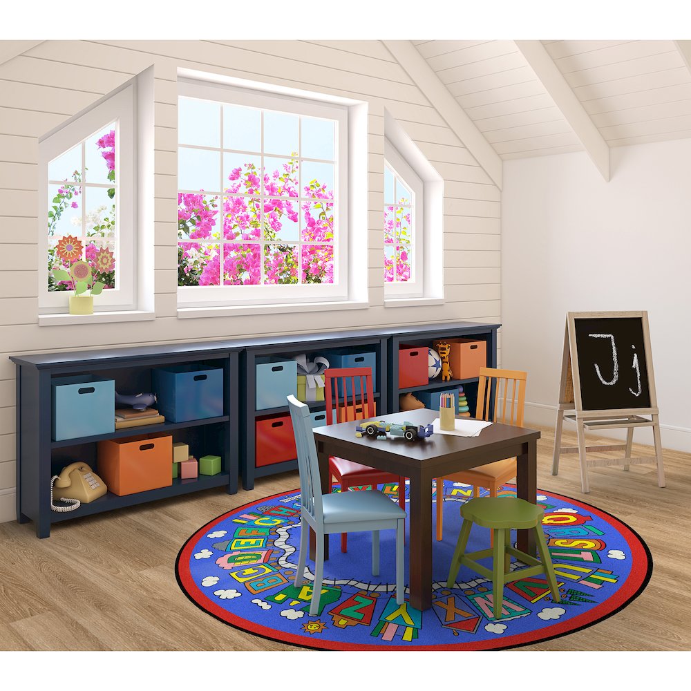 Kid Essentials Reading Train 7'7" Round Area Rug in Color Multi