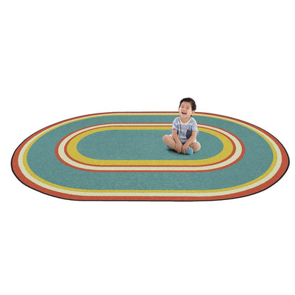 Kid Essentials Ripples 3'10" x 5'4" Oval Area Rug in Color Beach